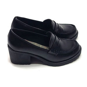Soda Black Heeled Loafers